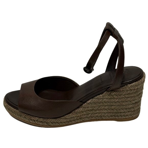 $1250 Brunello Cucinelli brown leather espadrille wedges size 8/38 - Picture 2 of 6